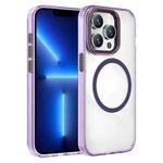 For iPhone 13 Pro Crystal TPU Hybrid PC MagSafe Holder Phone Case(Transparent Purple)