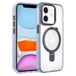 For iPhone 11 Crystal TPU Hybrid PC MagSafe Holder Phone Case(Transparent Blue)