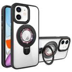 For iPhone 11 MagSafe Flip Holder Full Coverage TPU+PC Clear Phone Case(Black)