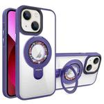 For iPhone 13 MagSafe Flip Holder Full Coverage TPU+PC Clear Phone Case(Dark Purple)