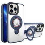 For iPhone 13 Pro MagSafe Flip Holder Full Coverage TPU+PC Clear Phone Case(Royal Blue)