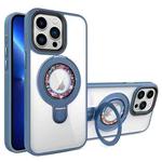 For iPhone 13 Pro MagSafe Flip Holder Full Coverage TPU+PC Clear Phone Case(Blue)