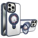 For iPhone 15 Pro MagSafe Flip Holder Full Coverage TPU+PC Clear Phone Case(Royal Blue)