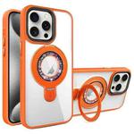 For iPhone 15 Pro MagSafe Flip Holder Full Coverage TPU+PC Clear Phone Case(Orange)