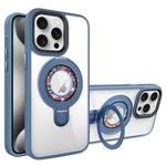 For iPhone 15 Pro MagSafe Flip Holder Full Coverage TPU+PC Clear Phone Case(Blue)