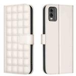 For Nokia C32 Square Texture Leather Phone Case(Beige)