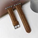 For Apple Watch 5 & 4 44mm / 3 & 2 & 1 42mm Round Tail Retro Crazy Horse Texture Leather Watch Band(Light Brown)