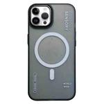 For iPhone 15 Pro Max Frosted Metal Lens Protection Frame MagSafe Phone Case(Black SENSORY)