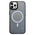 For iPhone 15 Pro Frosted Metal Lens Protection Frame MagSafe Phone Case(Black SENSORY)