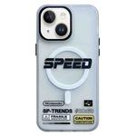 For iPhone 15 Frosted Metal Lens Protection Frame MagSafe Phone Case(SPEED)