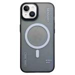 For iPhone 14 Frosted Metal Lens Protection Frame MagSafe Phone Case(Black SENSORY)