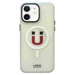 For iPhone 11 Frosted Metal Lens Protection Frame MagSafe Phone Case(Magnet Emoji)