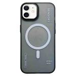 For iPhone 11 Frosted Metal Lens Protection Frame MagSafe Phone Case(Black SENSORY)