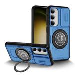 For Samsung Galaxy S23 5G Sliding Camshield TPU Hybrid PC Magnetic Holder Phone Case(Sky Blue)