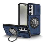 For Samsung Galaxy S24+ 5G Sliding Camshield TPU Hybrid PC Magnetic Holder Phone Case(Dark Blue)
