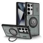 For Samsung Galaxy S24 Ultra 5G Sliding Camshield TPU Hybrid PC Magnetic Holder Phone Case(Grey)