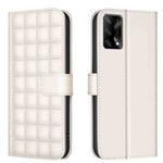 For OPPO A74 4G / F19 4G Square Texture Leather Phone Case(Beige)
