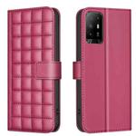 For OPPO A94 5G / Reno5 Z / F19 Pro+ Square Texture Leather Phone Case(Red)