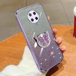 For Redmi K30 Pro Plated Gradient Glitter Butterfly Holder TPU Phone Case(Purple)