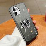 For Redmi A1 Plated Gradient Glitter Butterfly Holder TPU Phone Case(Black)