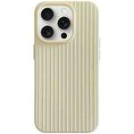 For iPhone 15 Pro Max Macaroon Tile Stripe TPU Hybrid PC Phone Case(Yellow)