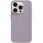 For iPhone 15 Pro Max Macaroon Tile Stripe TPU Hybrid PC Phone Case(Lavender Grey)