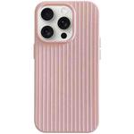 For iPhone 15 Pro Macaroon Tile Stripe TPU Hybrid PC Phone Case(Pink)