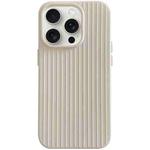 For iPhone 15 Pro Macaroon Tile Stripe TPU Hybrid PC Phone Case(Beige)