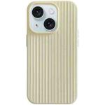 For iPhone 15 Macaroon Tile Stripe TPU Hybrid PC Phone Case(Yellow)