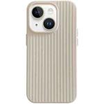 For iPhone 14 Macaroon Tile Stripe TPU Hybrid PC Phone Case(Beige)