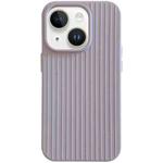 For iPhone 14 Macaroon Tile Stripe TPU Hybrid PC Phone Case(Lavender Grey)