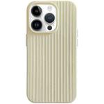 For iPhone 14 Pro Macaroon Tile Stripe TPU Hybrid PC Phone Case(Yellow)