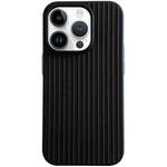 For iPhone 14 Pro Macaroon Tile Stripe TPU Hybrid PC Phone Case(Black)