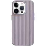 For iPhone 14 Pro Macaroon Tile Stripe TPU Hybrid PC Phone Case(Lavender Grey)