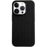 For iPhone 13 Pro Max Macaroon Tile Stripe TPU Hybrid PC Phone Case(Black)