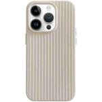 For iPhone 13 Pro Max Macaroon Tile Stripe TPU Hybrid PC Phone Case(Beige)