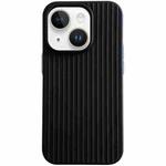 For iPhone 13 Macaroon Tile Stripe TPU Hybrid PC Phone Case(Black)