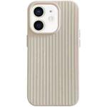 For iPhone 12 Macaroon Tile Stripe TPU Hybrid PC Phone Case(Beige)