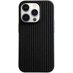 For iPhone 12 Pro Max Macaroon Tile Stripe TPU Hybrid PC Phone Case(Black)