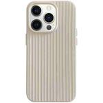 For iPhone 12 Pro Macaroon Tile Stripe TPU Hybrid PC Phone Case(Beige)