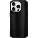 For iPhone 16 Pro Max Macaroon Tile Stripe TPU Hybrid PC Phone Case(Black)