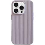 For iPhone 16 Pro Max Macaroon Tile Stripe TPU Hybrid PC Phone Case(Lavender Grey)