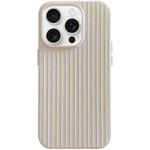 For iPhone 16 Pro Macaroon Tile Stripe TPU Hybrid PC Phone Case(Beige)
