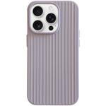 For iPhone 16 Pro Macaroon Tile Stripe TPU Hybrid PC Phone Case(Lavender Grey)