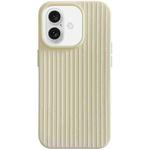 For iPhone 16 Plus Macaroon Tile Stripe TPU Hybrid PC Phone Case(Yellow)