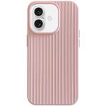 For iPhone 16 Plus Macaroon Tile Stripe TPU Hybrid PC Phone Case(Pink)