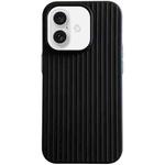 For iPhone 16 Plus Macaroon Tile Stripe TPU Hybrid PC Phone Case(Black)