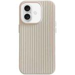 For iPhone 16 Plus Macaroon Tile Stripe TPU Hybrid PC Phone Case(Beige)