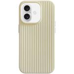 For iPhone 16 Macaroon Tile Stripe TPU Hybrid PC Phone Case(Yellow)
