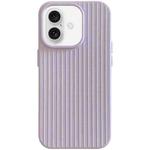 For iPhone 16 Macaroon Tile Stripe TPU Hybrid PC Phone Case(Purple)